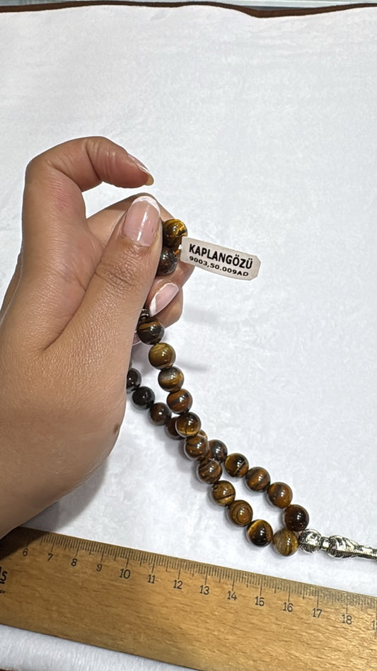 Natural Tiger Eye Prayer Beads – 10 mm – 30 cm