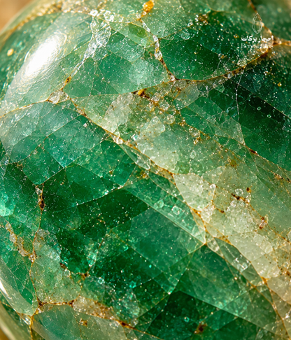 Close-up view of polished green Fluorite showing layered natural patterns and distinctive internal details