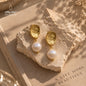 Natural 7A Pearl earrings with a handcrafted gold-plated copper design