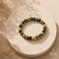 Tsavorite agate bracelet with unique green and brown natural stone beads
